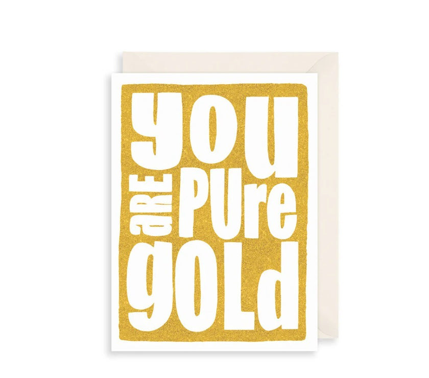 Pure Gold Text Birthday Card
