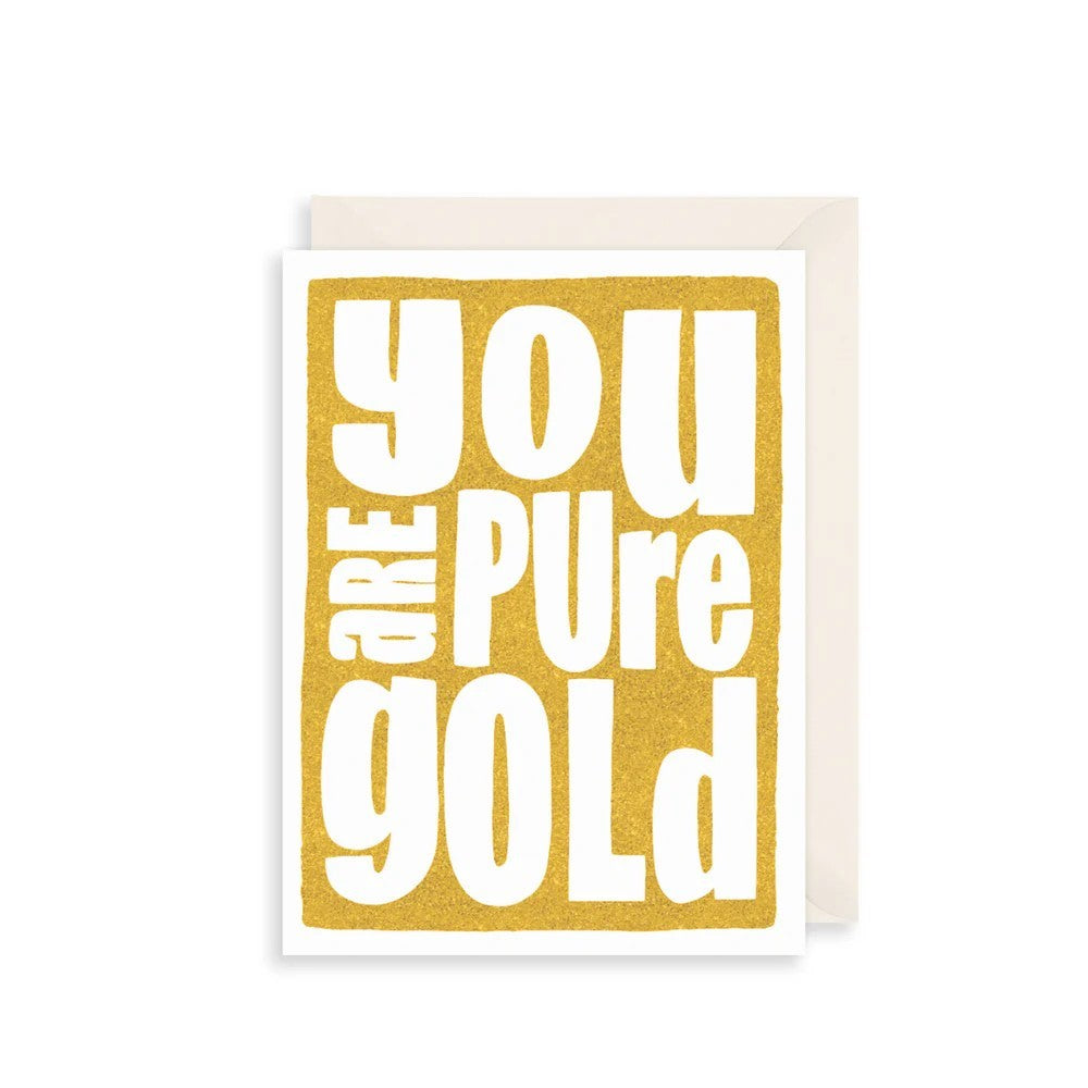 Pure Gold Text Birthday Card