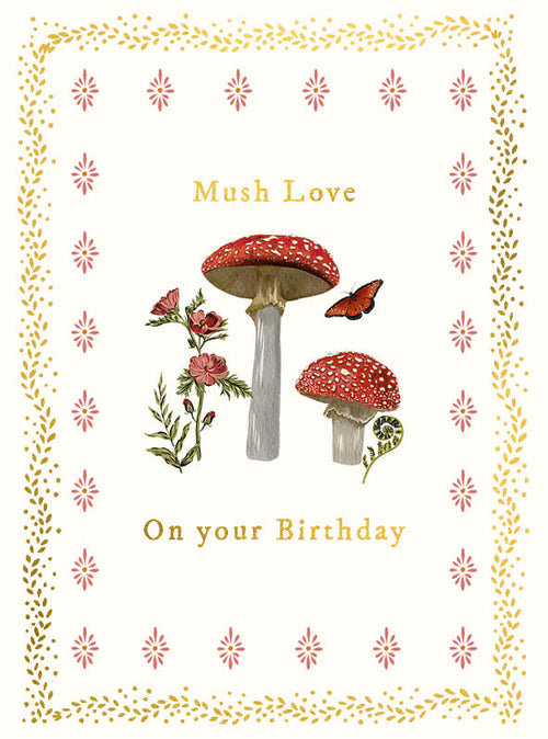 Ivy Mushroom Birthday Card