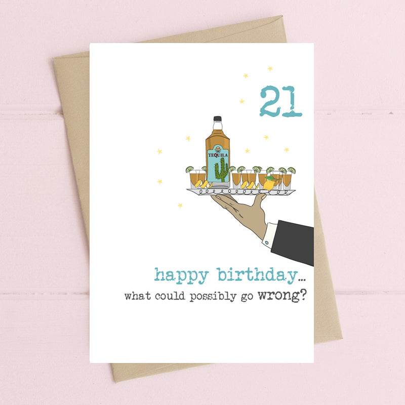 Tequila 21st Birthday Card - House of Cards