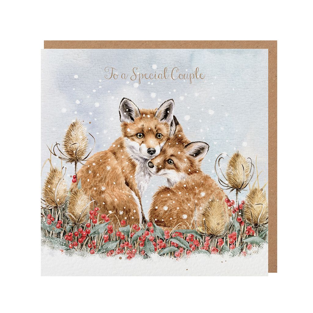 Special Couple Foxes Christmas Card