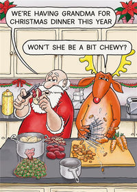 Bit Chewy Funny Christmas Card