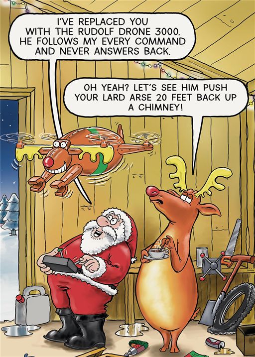 Rudolph Drone Funny Christmas Card