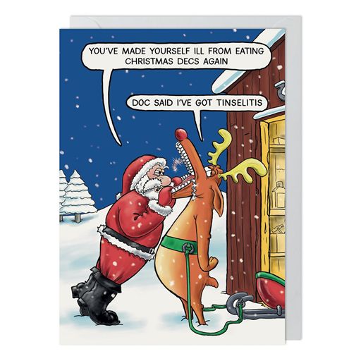 Tinselitis Funny Christmas Card