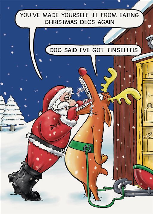 Tinselitis Funny Christmas Card