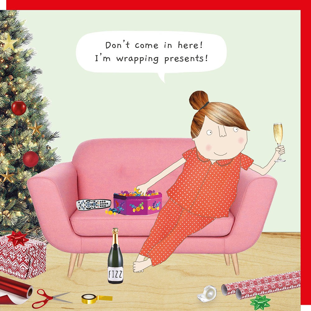 Wrapping Presents Christmas Card
