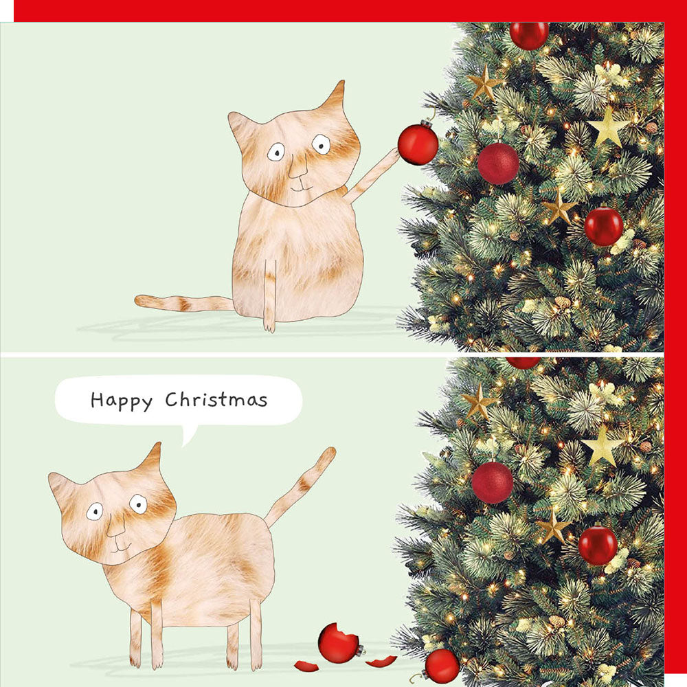 Cat Bauble Christmas Card
