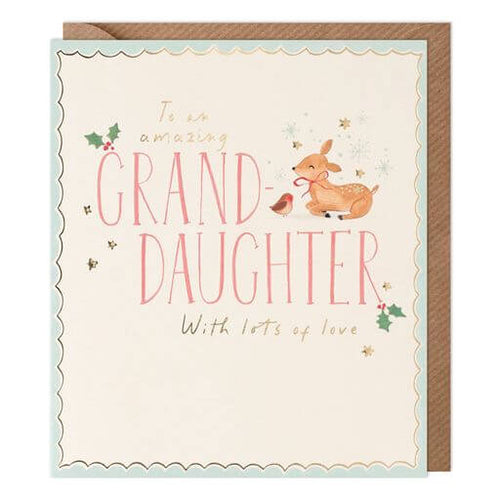 Granddaughter Deer and Robin Christmas Card