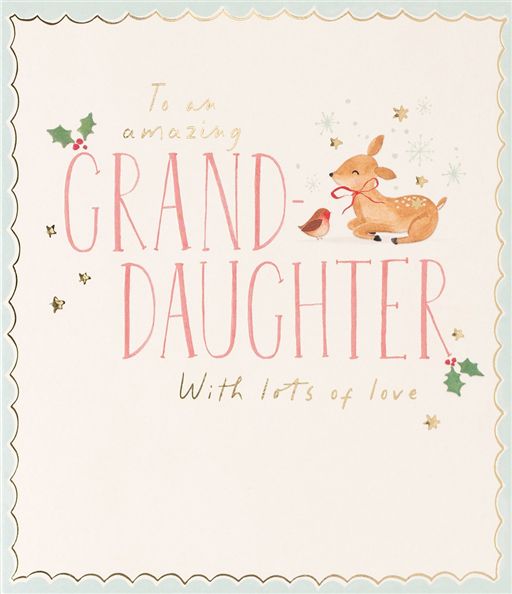 Granddaughter Deer and Robin Christmas Card