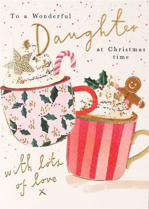 Daughter Hot Chocolate Christmas Card