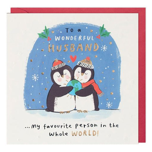 Husband Penguins Christmas Card