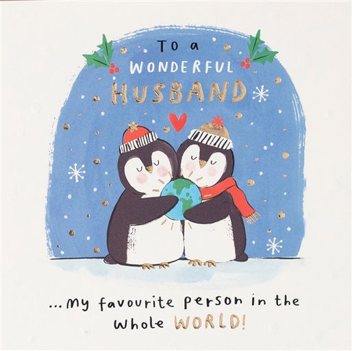 Husband Penguins Christmas Card
