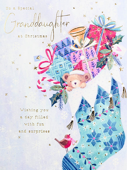 Granddaughter Stocking Christmas Card