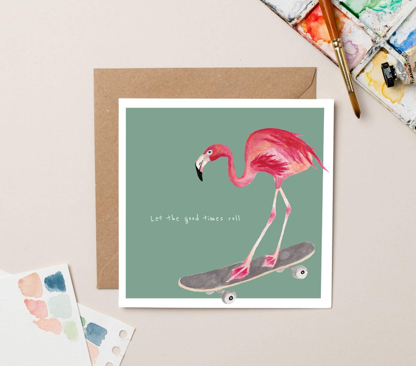 Flamingo Good Times Greeting Card