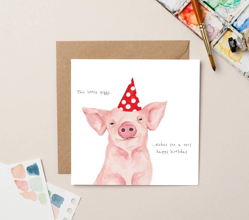 Little Piggy Birthday Card