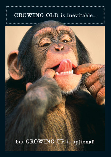 Chimp Growing Old Birthday Card