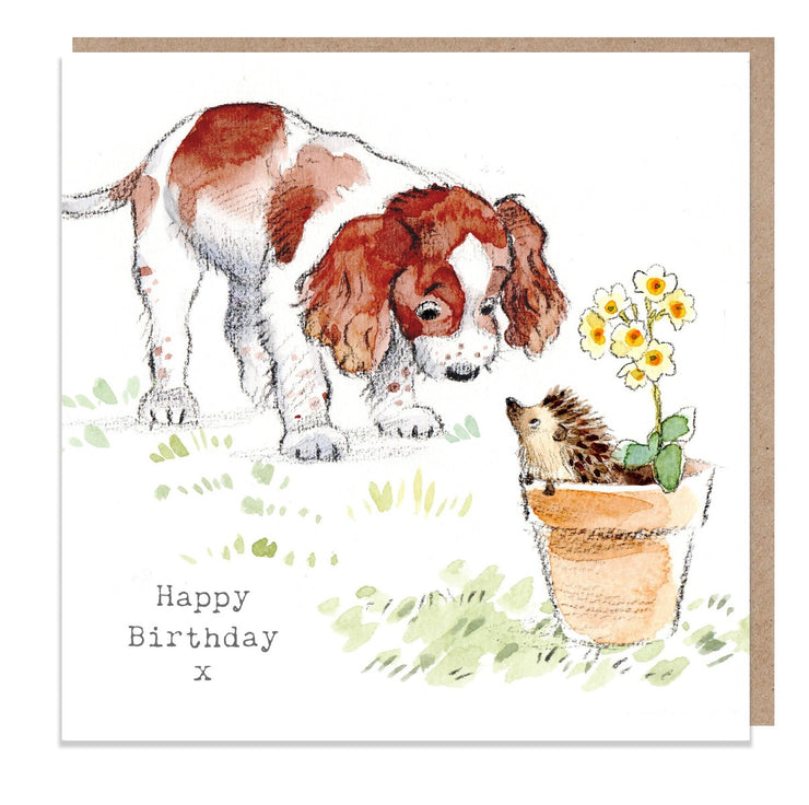 Dog and Hedgehog Birthday Card