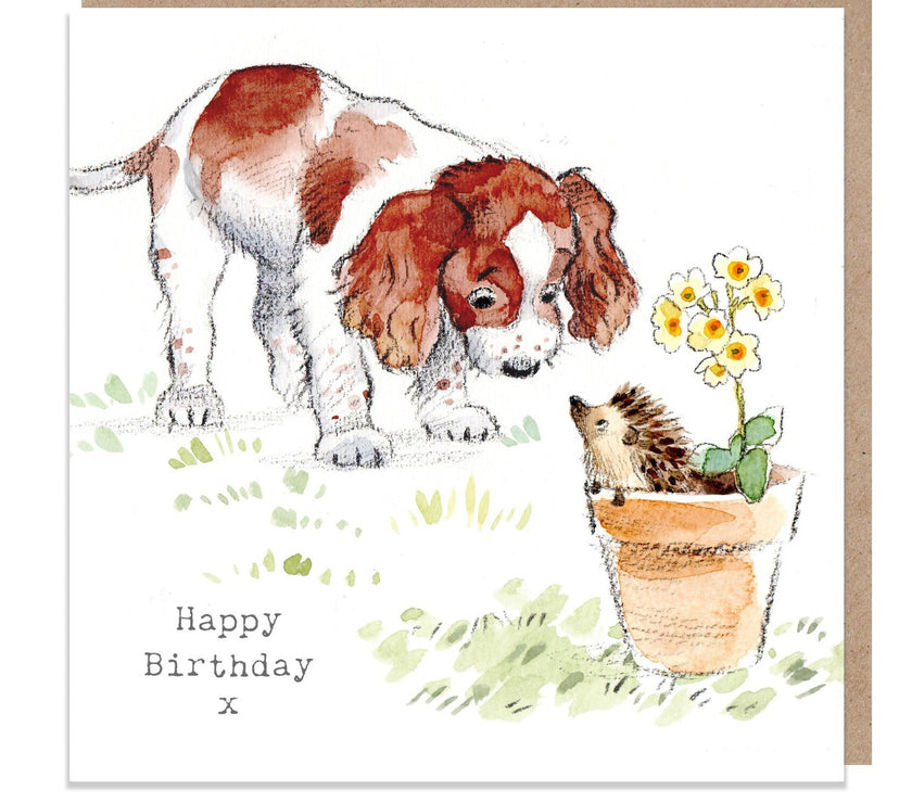 Dog and Hedgehog Birthday Card