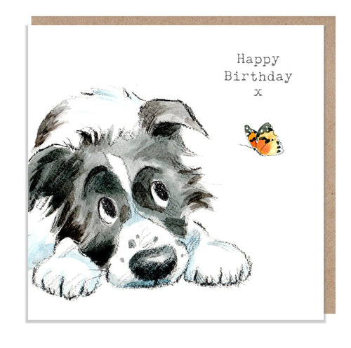 Dog and Butterfly Birthday Card