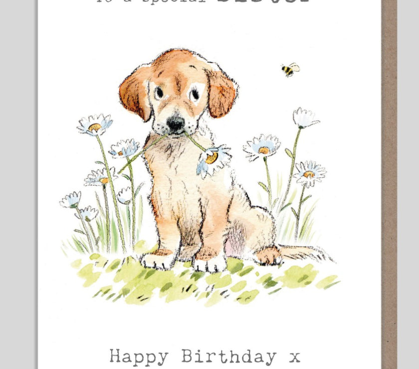 Sister Puppy Birthday Card