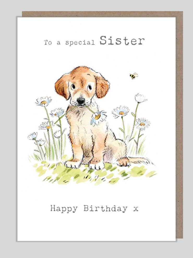 Sister Puppy Birthday Card