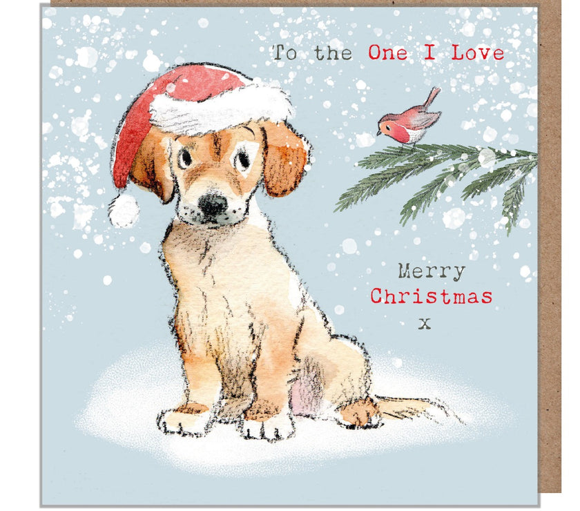 One I Love Puppy Christmas Card