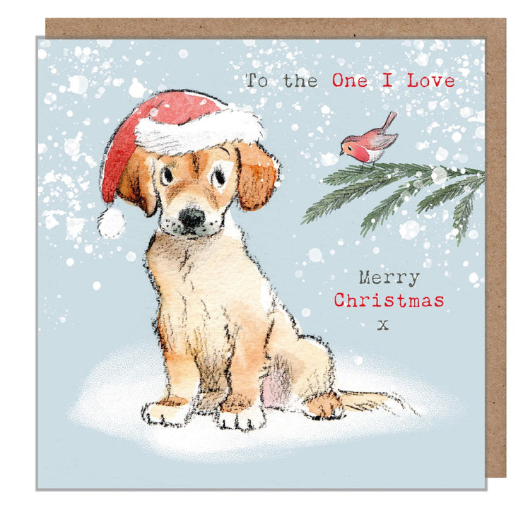 One I Love Puppy Christmas Card