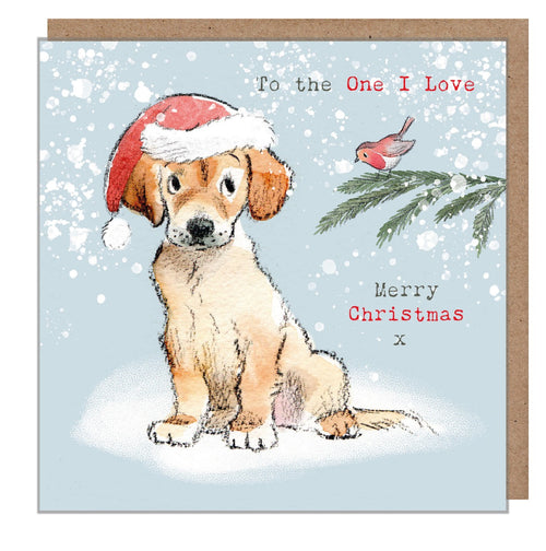 One I Love Puppy Christmas Card
