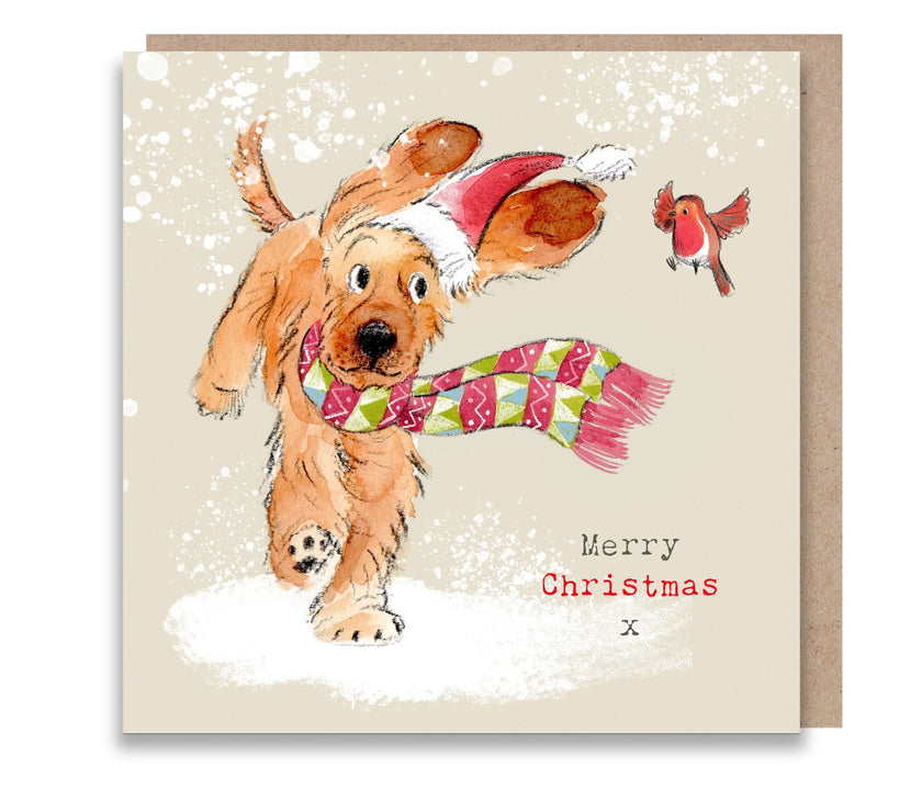 Dog with Big Ears Christmas Card