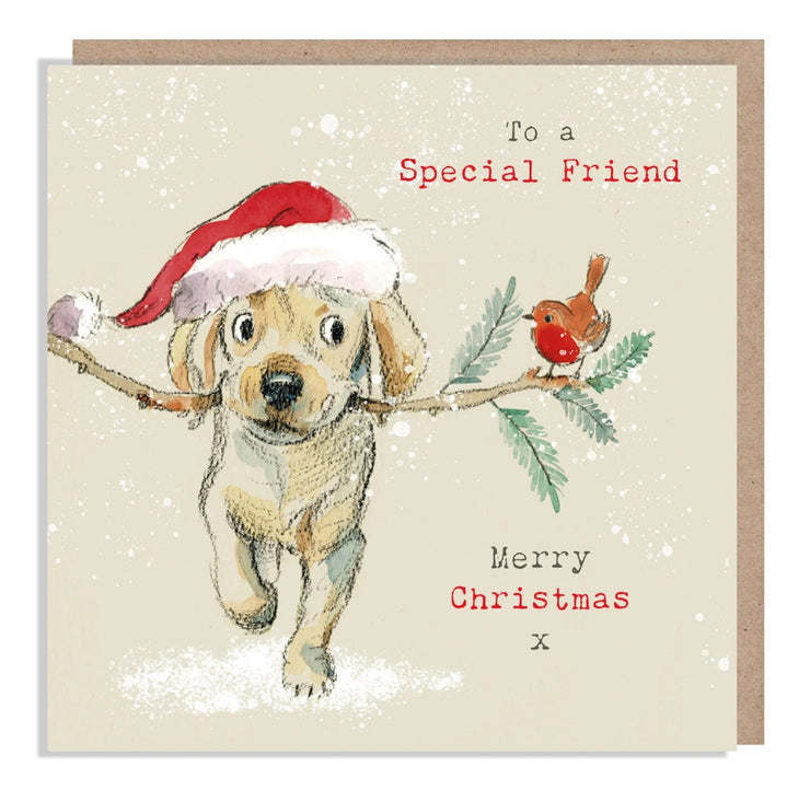 Dog Special Friend Merry Christmas Card