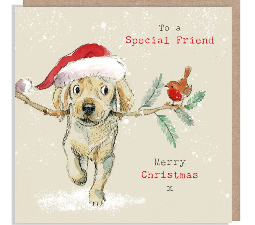 Dog Special Friend Merry Christmas Card