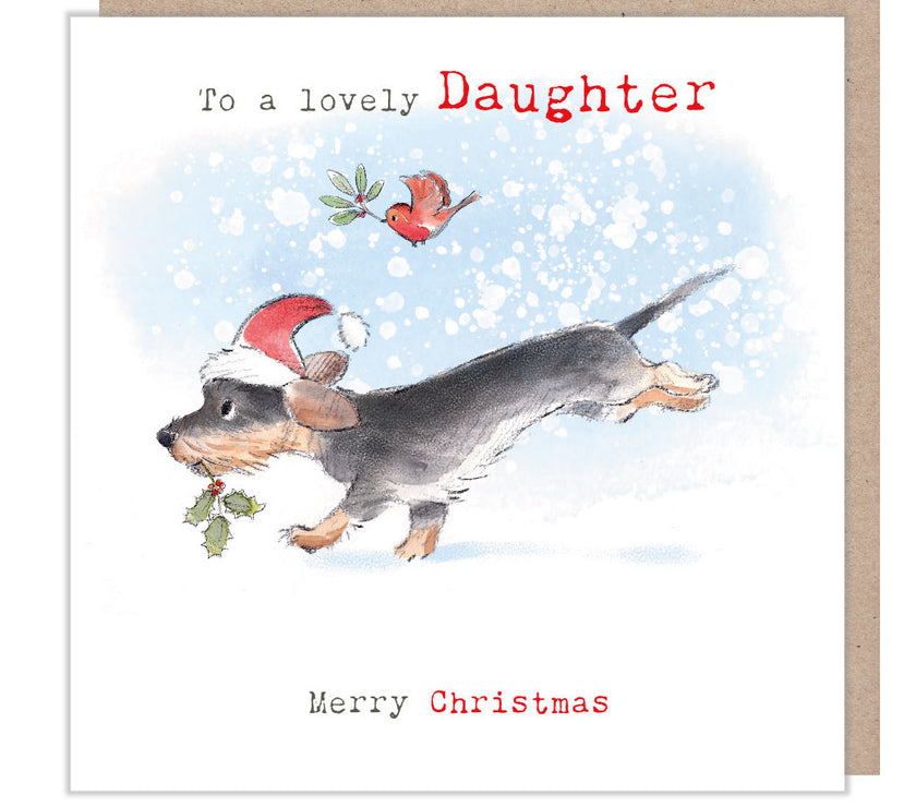 Daughter Dachshund Dog Christmas Card