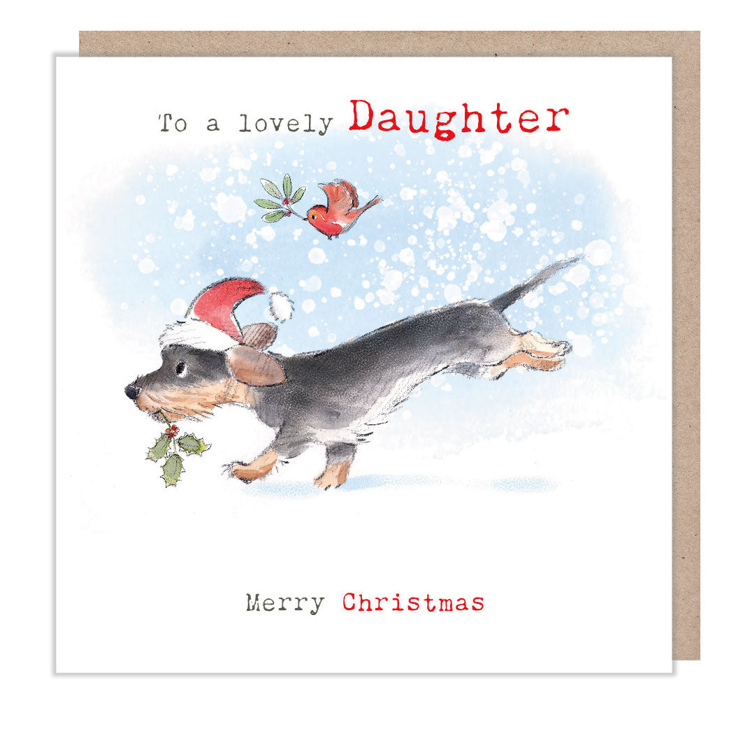 Daughter Dachshund Dog Christmas Card