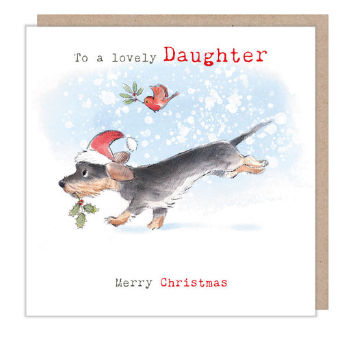 Daughter Dachshund Dog Christmas Card