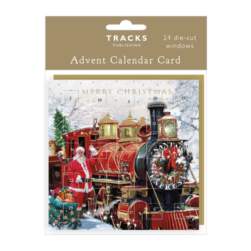 Santa Train Advent Calendar Card
