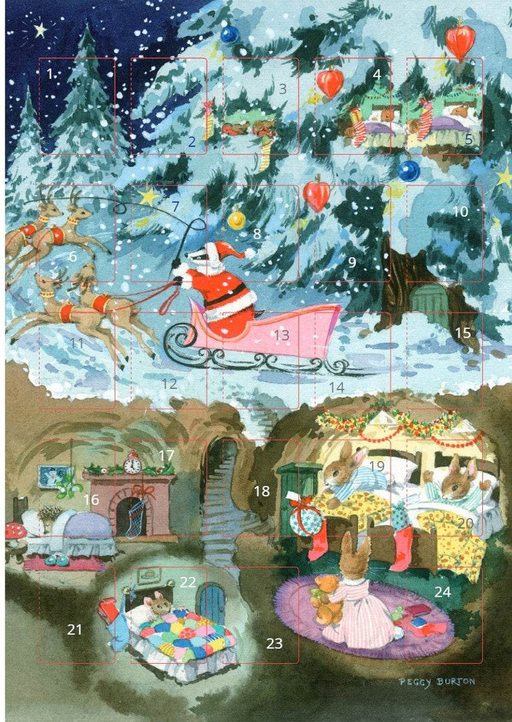 Badger Father Christmas Advent Card - House of Cards