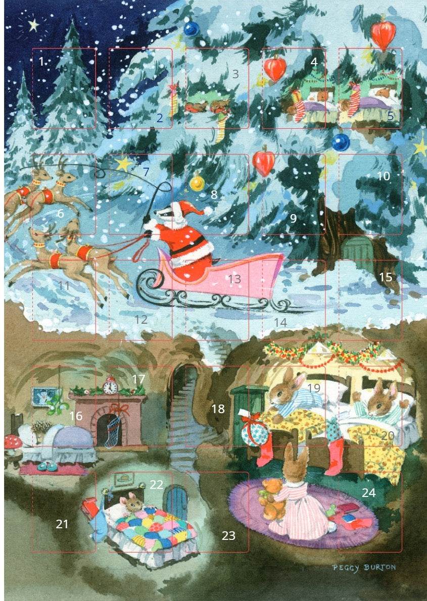Badger Father Christmas Advent Card - House of Cards