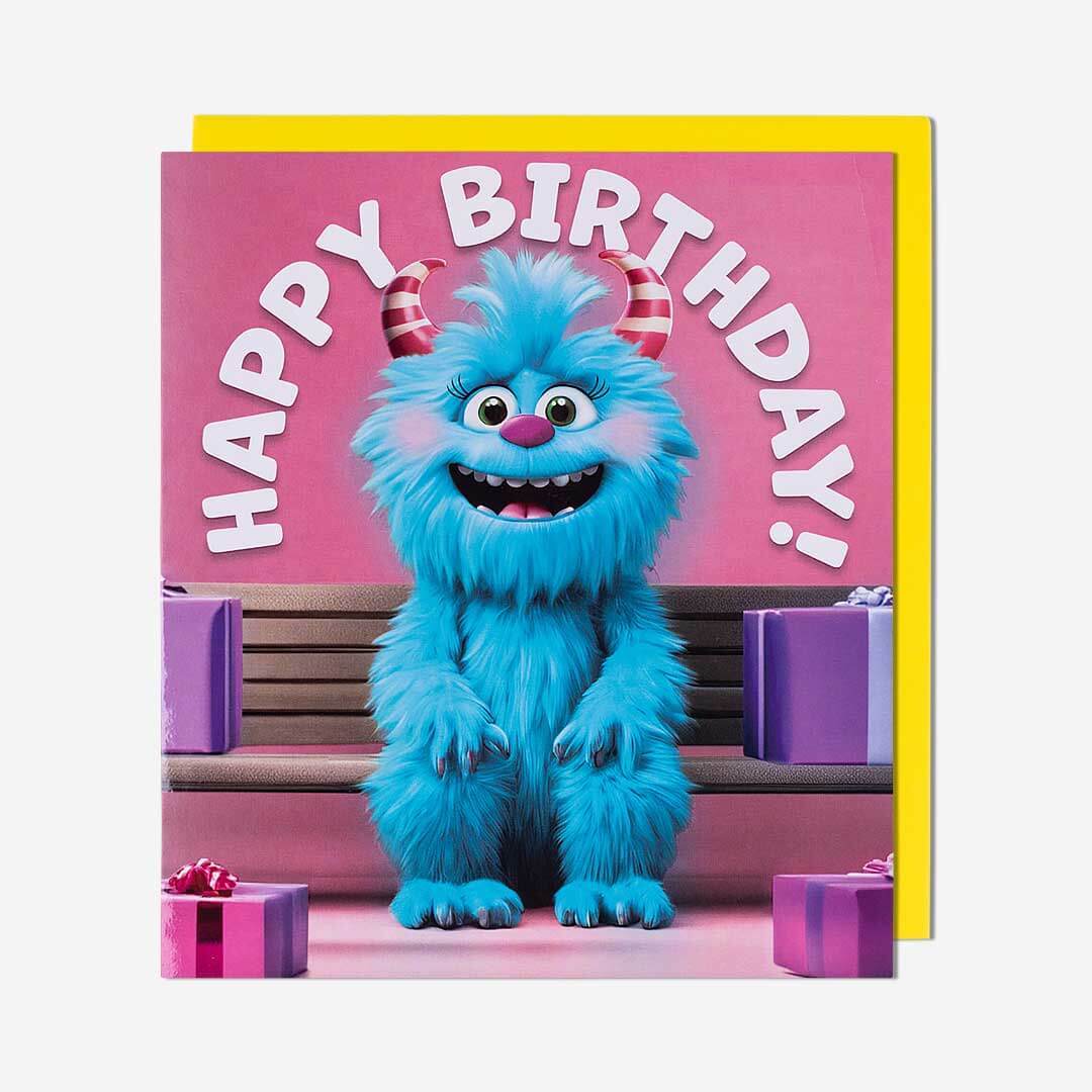Pink Monster Birthday Card - House of Cards