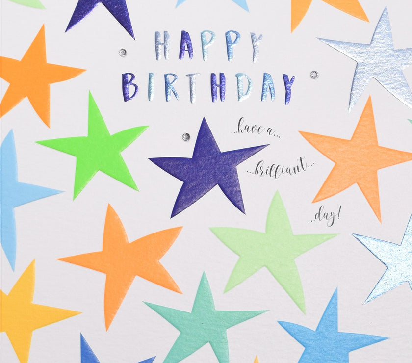 Fluorescent Stars Happy Birthday Card
