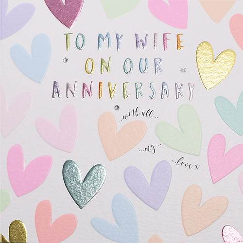 Hearts Wife Anniversary Greeting Card - House of Cards