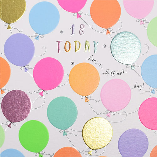 Colourful Balloons 18th Birthday Card