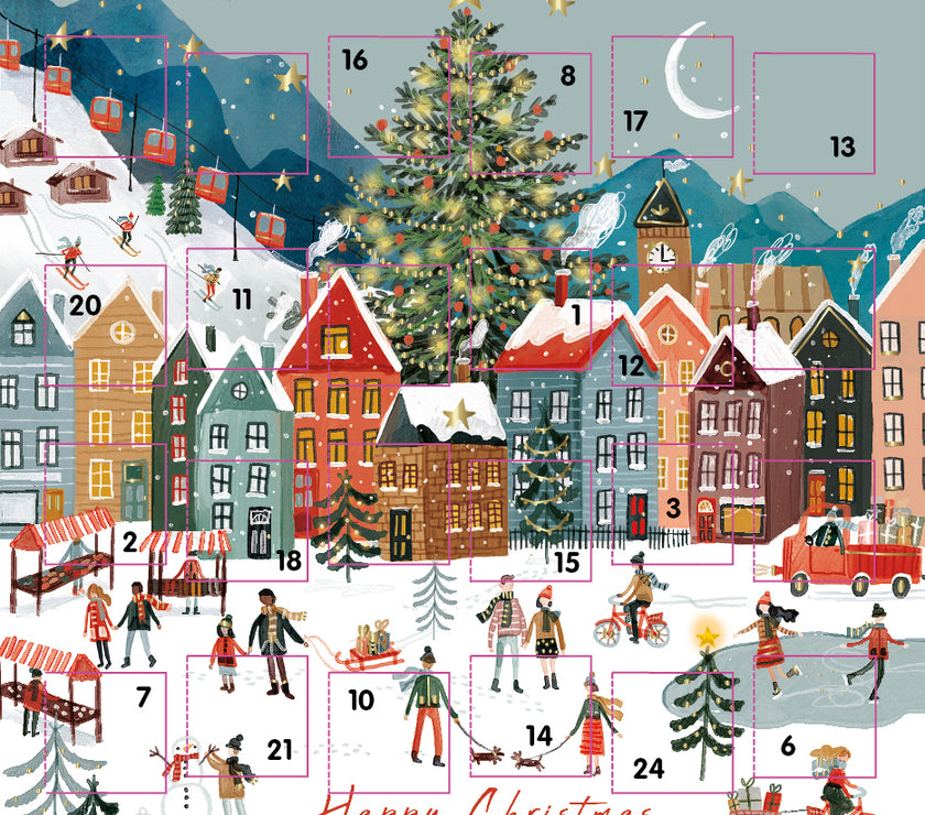 Town in the Snow Advent Calendar Card