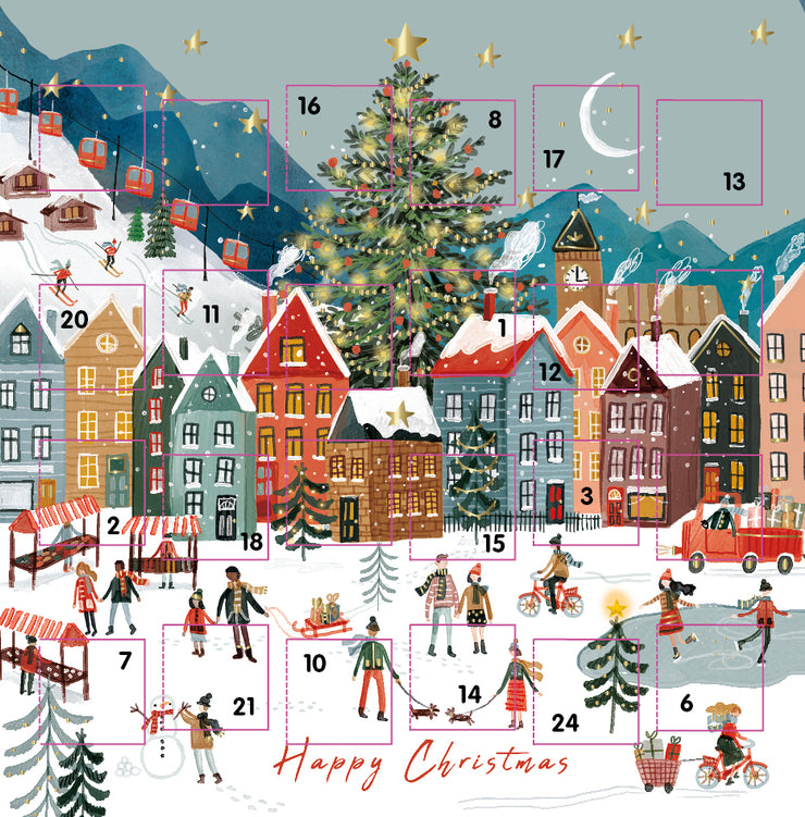 Town in the Snow Advent Calendar Card
