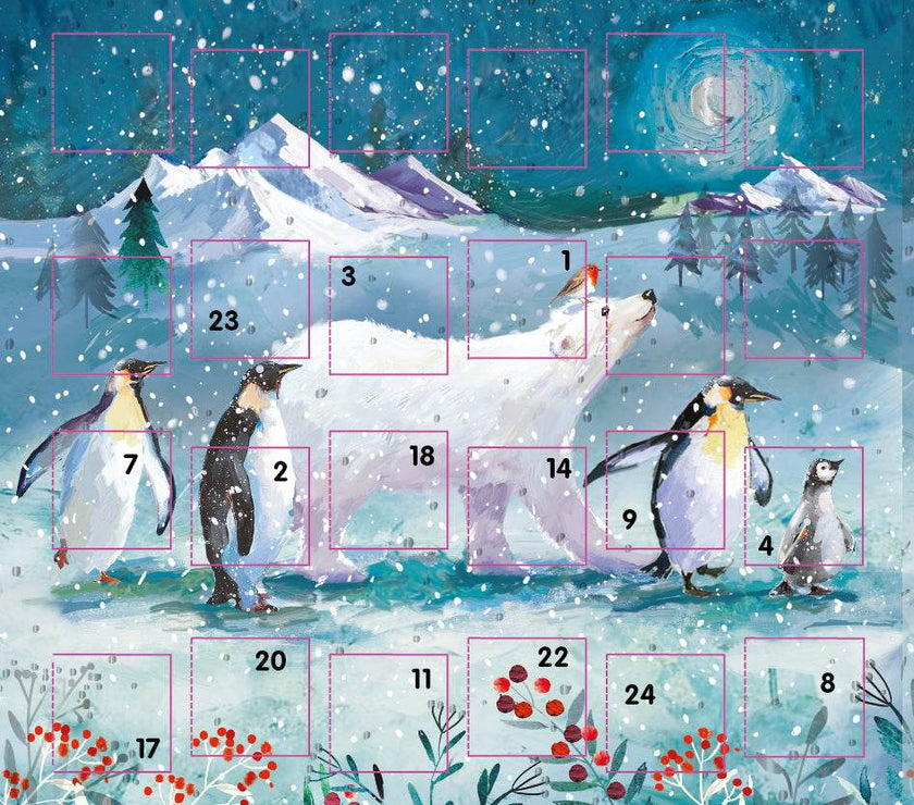 Arctic Bear and Penguins Advent Calendar Card - House of Cards