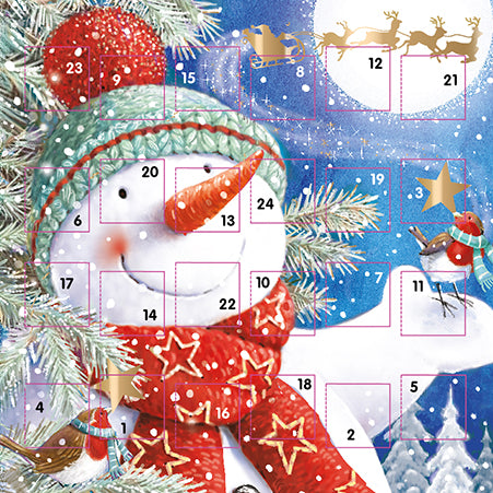 Wrapped Up Snowman Advent Calendar Card