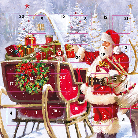 Santa's Sleigh of Gifts Advent Calendar Card