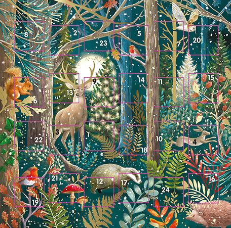 Moonlit Woodland Advent Calendar Card