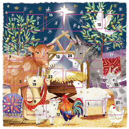 Traditional Nativity Advent Calendar Card
