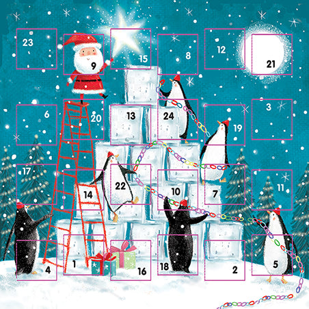 Santa & Penguins Advent Calendar Card