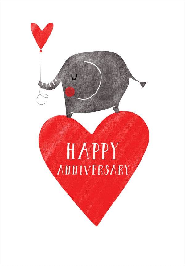 Elephant Love Heart Anniversary Greeting Card - House of Cards